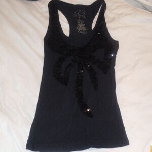VINTAGE Y2K Miley Cyrus & Max Azria Black Sequin Embellished Tank Top